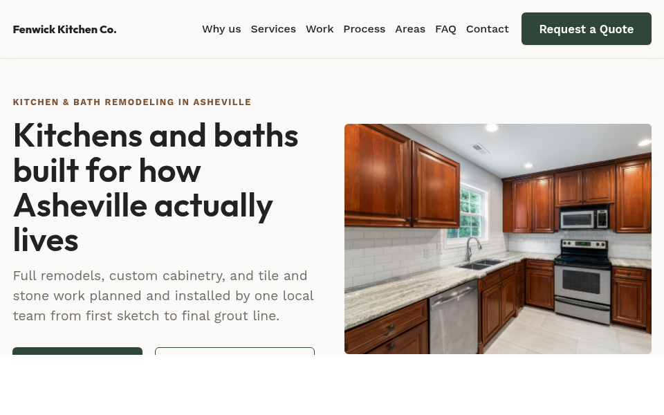 Fenwick Kitchen Co.'s real preview site, built from a one-line brief